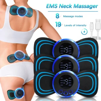 Masajeador eléctrico EMS para cuello, parche de espalda y cervicales, 8 modos de pulso, estimulador muscular, portátil, alivio del dolor