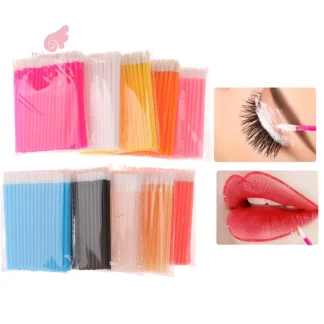 Kit de brochas de maquillaje desechables, varita de rímel de cristal, lápiz labial, aplicador de brillo de labios para extensión de pestañas y cejas, 50 Uds.
