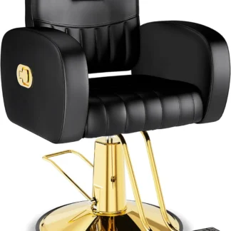 Silla de estilista resistente con estructura de acero, elegante silla para el cabello con tapicería de cuero, capacidad de peso 440 libras