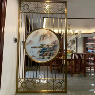 Partición de pantalla redonda de acero inoxidable, pantalla de entrada decorativa para pasillo, paisaje, oficina, nuevo estilo personalizado