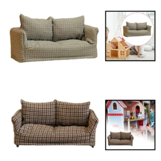 Sofá en miniatura para casa de muñecas a escala 1:12, accesorios para juego de imitación para decoración para sala de estar