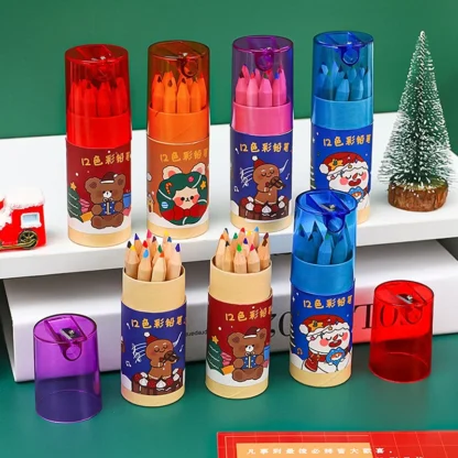 Kit de lápices de madera de Navidad para niños, papelería Kawaii, lápiz de escritura para estudiantes, suministros de oficina, 6/12 Uds.
