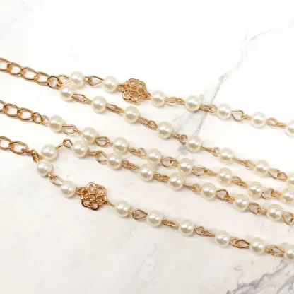 Accesorios para el cabello Boho cabeza cadena lazos perla frente señorita adornos de boda joyas