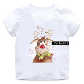 Camiseta de Feliz Navidad, camiseta con estampado de alces navideños a la moda, ropa de bebé de manga corta para niños