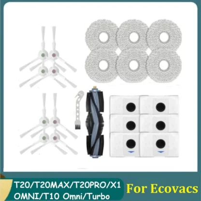 Piezas de repuesto para aspiradora Ecovacs Deebot, cepillo lateral principal, bolsa de polvo, mopa, paño, T20/T20MAX/T20PRO/X1 OMNI/T10 Omni/Turbo, 22 piezas