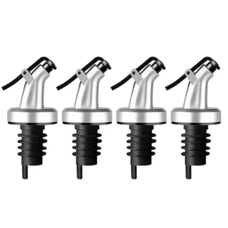 Vertedor de tapón de aceite de 4 piezas, vertedor de botella a prueba de fugas, caños a prueba de fugas de aceite de oliva, con tapa antipolvo, para aceite, aceite de oliva, vinagre