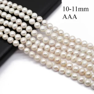 Perlas naturales de agua dulce AAA de 10-11mm con cuentas de forma redonda, cuentas sueltas para fabricación de joyería, accesorios para collar y pulsera DIY