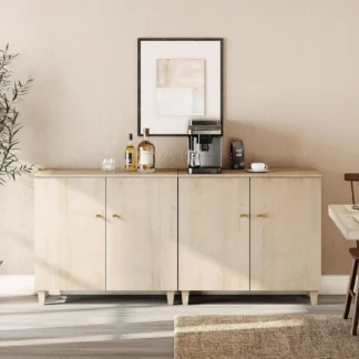 Aparadores de gabinetes de buffet, mesa consola de credenza de madera de 70,8 pulgadas de ancho con 4 puertas, almacenamiento decorativo de cocina rústico moderno 2 en 1