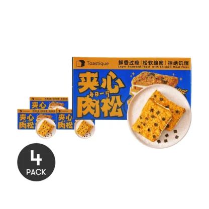 Toastique-Lote de 8 unidades de 15,5 oz x 4 paquetes de Toast, seda de pollo, algas marinas, 4 paquetes