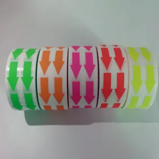 Etiquetas de Color fluorescente para inventario, pegatinas decorativas autoadhesivas, etiqueta de flecha brillante, codificación de Color, rollo de 1000 unidades
