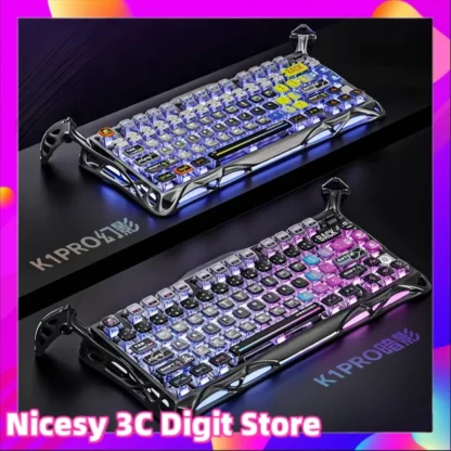 Teclado mecánico personalizado 75k1pro Esports Gaming, teclado de aleación de aluminio con tema Cyberpunk de 79 teclas, tableta, portátil, juegos de oficina