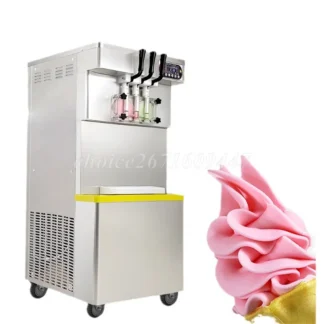 Máquina automática de acero inoxidable para hacer helados, máquina de servicio suave con 3 sabores de frutas, conservación de PreEnfriamiento, 18-25l/H