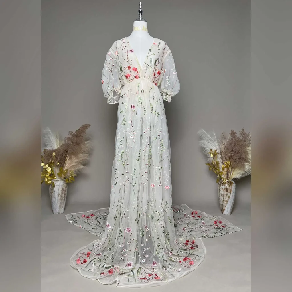 Don & Judy-ropa de maternidad para mujer, vestidos de Organza con cuello en V y manga abombada, ropa de fotografía para fiesta de cumpleaños y boda