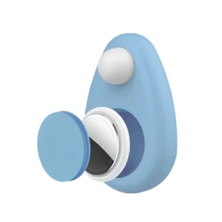 A62T-Kids Soporte impermeable de silicona para Airtag Funda de rastreador GPS oculta con pasador de seguridad Azul