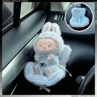 Mini muñeco de peluche, asiento de seguridad Kawaii Labubu Idol Kpop, asiento de felpa, decoración de aromatización de aire para coche, regalos de adorno para coche