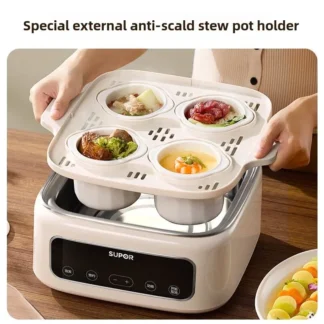 Vaporar el gachas en la olla eléctrica para estofado y estofado, olla para estofado eléctrica con forma de nido de pájaro y hacer la sopa