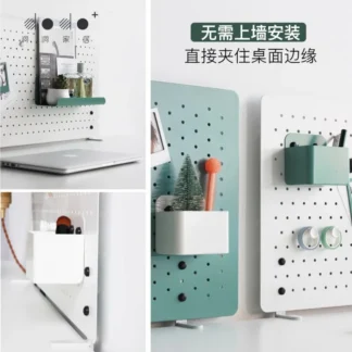 Tablero de agujeros de escritorio, decoración de partición de almacenamiento creativa montada en la pared sin clavos, combinación sencilla de deflector de banco de trabajo