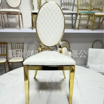 Sillas de metal especiales transfronterizas, sillas modernas y sencillas con respaldo ovalado, sillas para banquetes de bodas en hotel