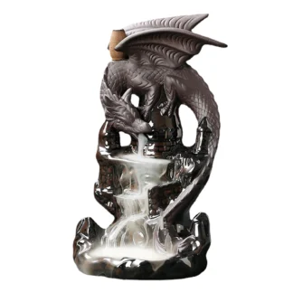 Quemador de incienso T35C, juego decorativo de dragón de cerámica, cono de incienso mixto, cascada, decoración para sala de fumar