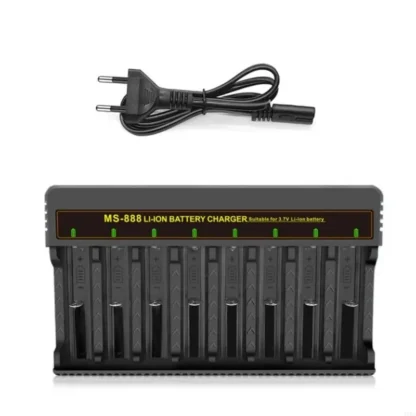 62ka 8-lotes 18650 Adaptador muelle carga batería AC100-240V Entrada con luz inidicación LED para 3.7-4.2V