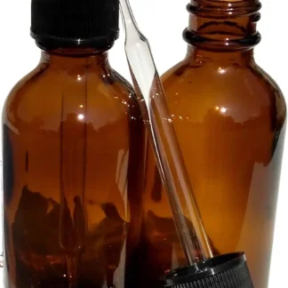 Botellas cuentagotas de vidrio ámbar de 2 oz (60 ml) con cuentagotas de vidrio cónico - Paquete de 2