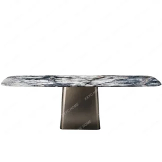 Juego de mesas y sillas de comedor de mármol, mesa de comedor de lujo con luz nórdica Rectangular, sencilla y moderna, para apartamento pequeño