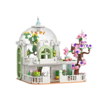Bloque luminoso de casa Sakura DIY, Mini juguetes de bloques de construcción de flor de cerezo para niñas, decoración navideña para el hogar