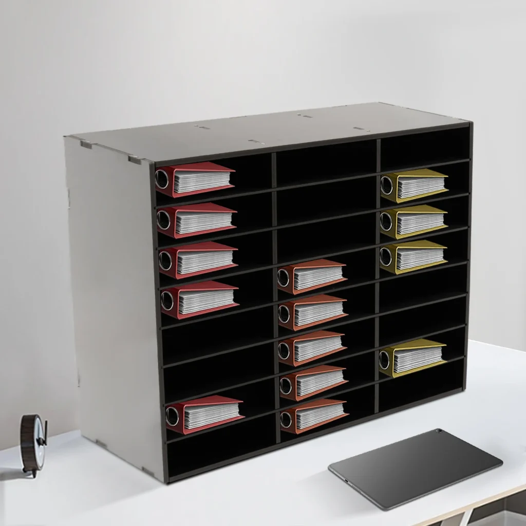 Organizador de archivos de escritorio duradero con 24/36 compartimentos, construcción robusta de PVC, resistente a la humedad y los arañazos, para oficina,