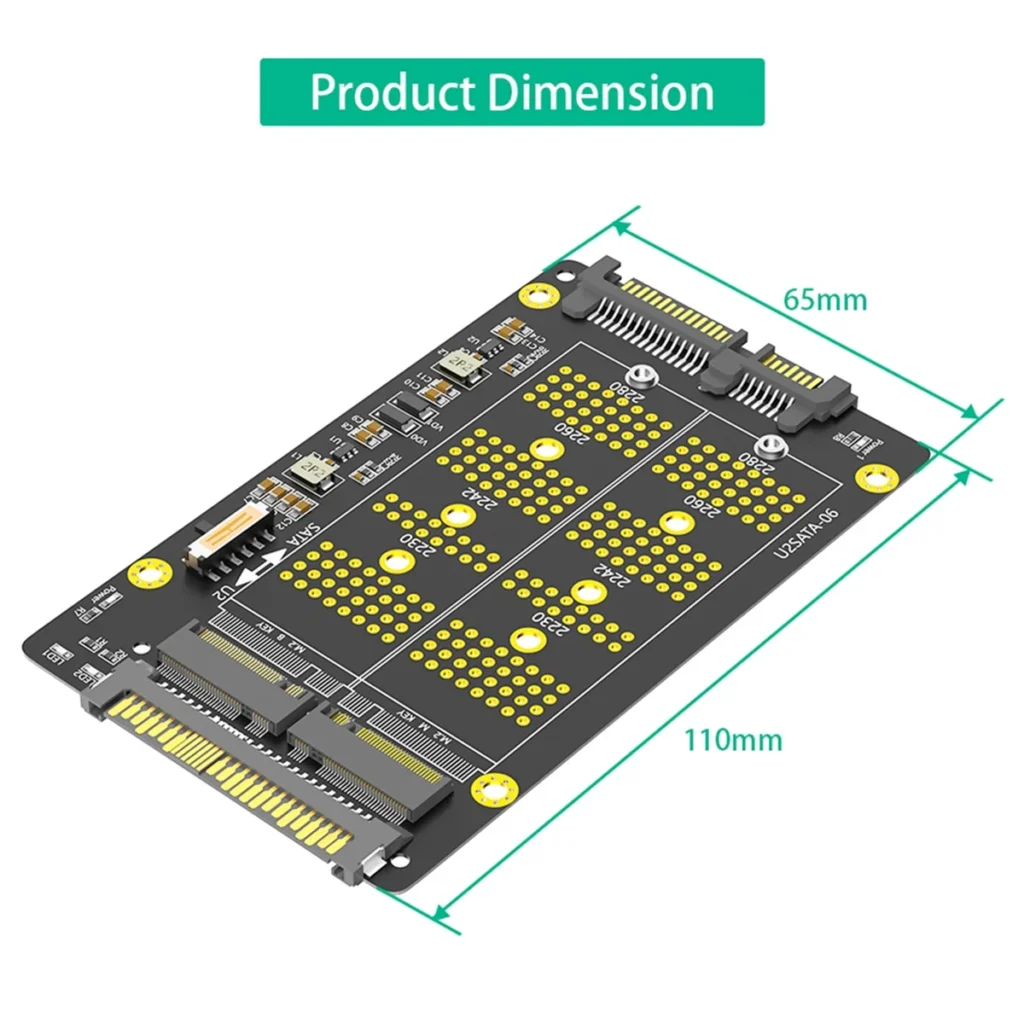 Caliente 2 en 1 Combo M.2(NGFF) NVME PCI-E SSD a U.2 SFF-8639 y M.2(NGFF) SATA SSD a SATA adaptador