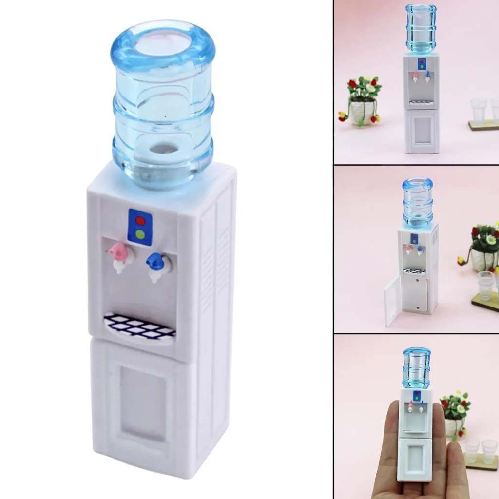 Dispensador de agua en miniatura para casa de muñecas, modelo enfriador de agua para decoración de sala de estar y cocina, 1/12