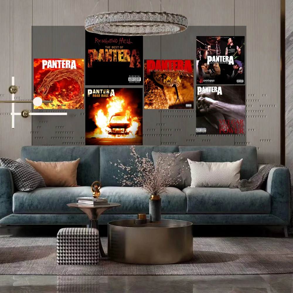 Panteras Heavy Mental Rock Band, cubierta de álbum, tapiz, bandera, poliéster impreso, decoración del hogar o dormitorio