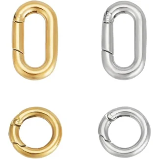 4 Uds., 2 estilos, 2 colores, 12 ~ 18,5mm, anillos de resorte, cierres a presión de acero inoxidable 304, mosquetones redondos, kit de fabricación de ganchos a presión