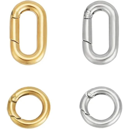 4 Uds., 2 estilos, 2 colores, 12 ~ 18,5mm, anillos de resorte, cierres a presión de acero inoxidable 304, mosquetones redondos, kit de fabricación de ganchos a presión