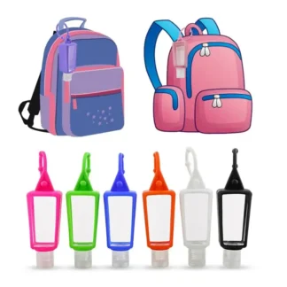 Mini desinfectante de manos de silicona de 30ml, soporte de Gel de manos, gancho recargable, botellas vacías para apretar, botella dispensadora de jabón de viaje portátil