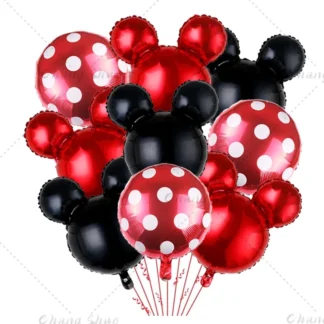 9 Uds. Globos bonitos con cabeza de Mickey Minnie Mouse, decoración para fiesta de cumpleaños para niños y niñas, globo de papel de aluminio, suministros para Baby Shower, regalo para niños