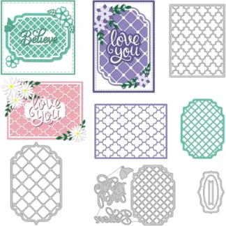 Troqueles de corte de marco de encaje de red de 4 estilos, troqueles de corte de Metal de fondo de rejilla para manualidades de papel DIY, fabricación de tarjetas, decoración de álbumes de recortes