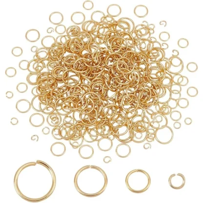 400 Uds. Anillos de salto abiertos de acero 304 4/6/8/10mm anillos de salto chapados en oro de 18K a granel para joyería artesanal pendiente collar kit de fabricación