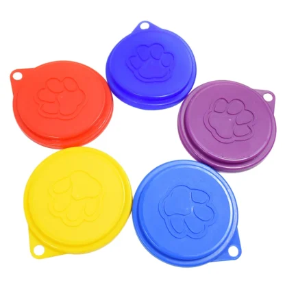 AB21-2 uds. De cubiertas reutilizables para latas de perros y mascotas con estampado de latas frescas para mascotas, tapas de plástico, al azar