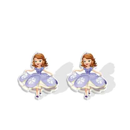 W-pendientes de tuerca de personaje de princesa de dibujos animados para mujer, joyería acrílica para niña, regalo