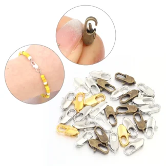 30 Uds hebilla de langosta plana de cobre bronce antiguo oro plata 12x5mm hebilla de langosta para pulsera colgante para accesorio de joyería DIY