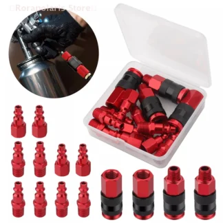 [cc] Accesorios para mangueras de aire de 14 piezas, kit de enchufe de aire de tipo industrial con acoplador de aire, tamaño de roscas de 1/4 de pulgada, accesorios para compresores de aire
