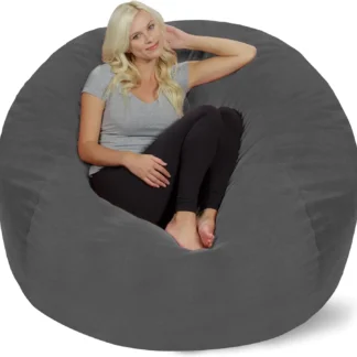 Bean Bag Chair: Bean Bag gigante para muebles de espuma viscoelástica de 5' - Sofá grande con cubierta de microfibra suave - Pebble gris
