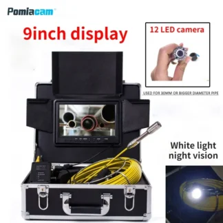 Cámara endoscópica Industrial WP90A de 9 pulgadas, 12LED de brillo, se puede ajustar, sistema de cámara de vídeo de inspección de tuberías de alcantarillado de drenaje