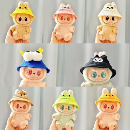 8 estilos 17cm Mini ropa de muñeca de peluche Labubu I II Idol muñecas sentado fiesta lindo sombrero accesorios para Corea Kpop Exo