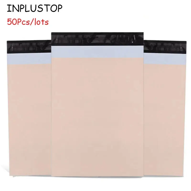 INPLUSTOP-Bolsa de mensajería exprés Biodegradable de polietileno, 50 piezas, color albaricoque, gruesa, para regalo