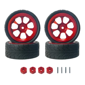 Pieza de coche de carreras a control remoto, Cubo de rueda de aleación de aluminio, 4 neumáticos de piezas, reemplazo mejorado para 1/14 MJX14301 14302 14303