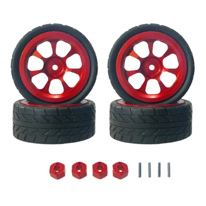 Pieza de coche de carreras a control remoto, Cubo de rueda de aleación de aluminio, 4 neumáticos de piezas, reemplazo mejorado para 1/14 MJX14301 14302 14303