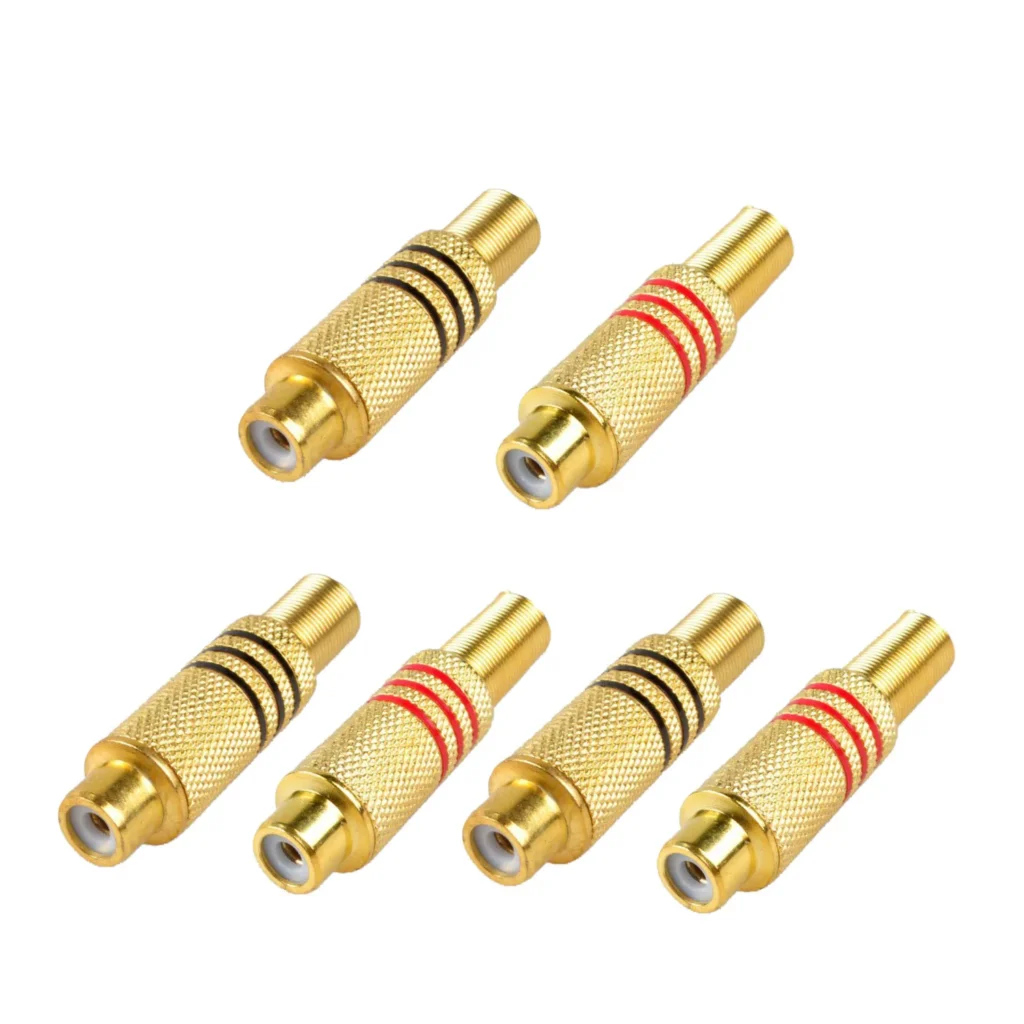 Conector, paquete de 6 tornillos de enchufe hembra, adaptador de conector en línea de Audio y vídeo, tipo de soldadura chapado en oro, dorado