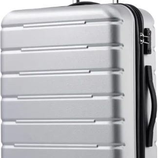 Coolife-maleta de equipaje plateada, equipaje rígido ligero, bloqueo TSA, puerto USB expandible (solo 28 pulgadas), M(24 pulgadas)