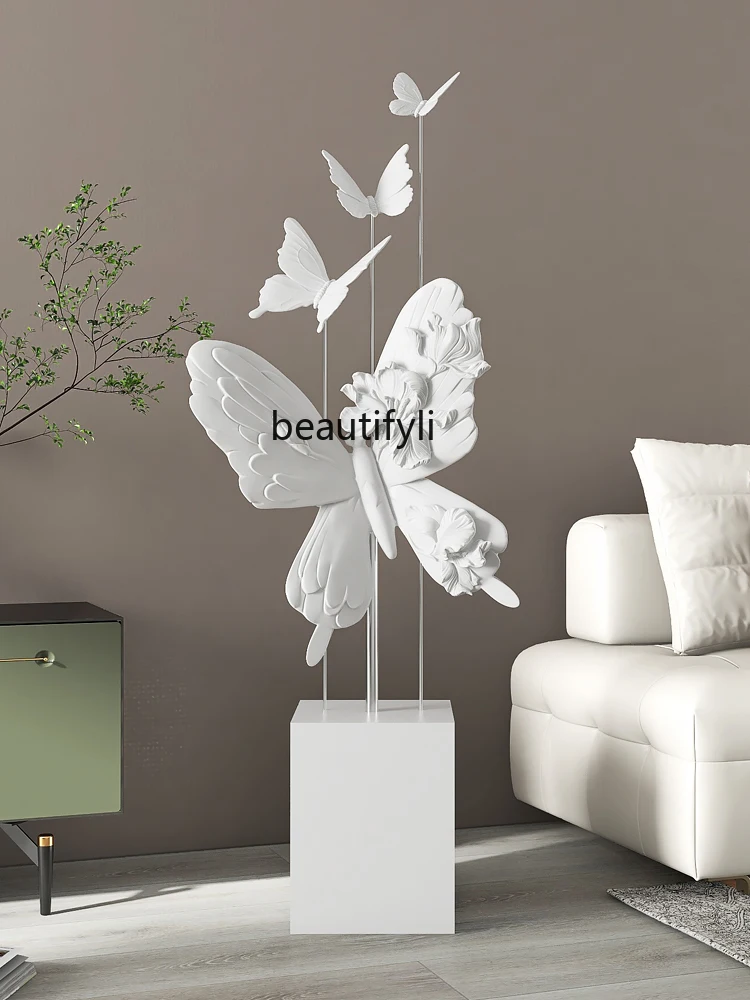 Soporte de suelo de mariposa de lujo para sala de estar, adorno grande para el hogar, sofá, TV, gabinete, entrada, regalo de inauguración de la casa